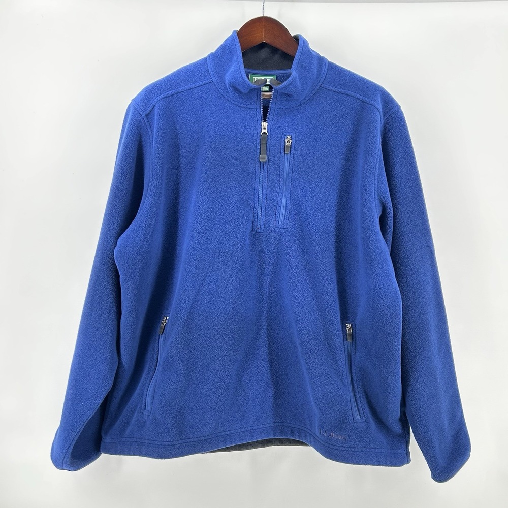 Vintage LL Bean Polartec Fleece Pullover Mens XL Blue 1/4 Zip 3 Pocket 90s Camp